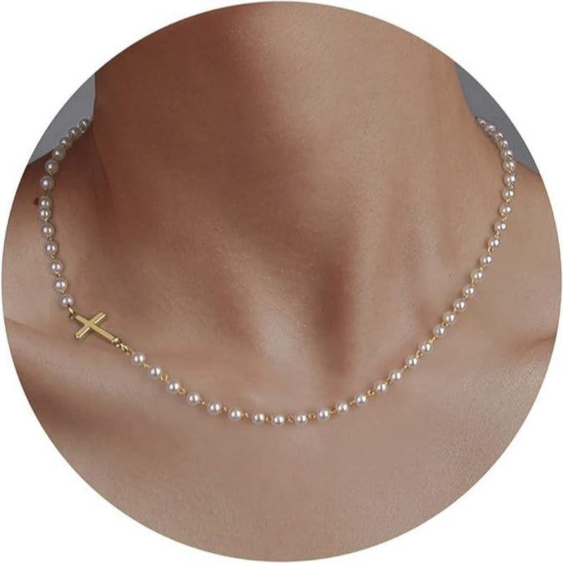 Tewiky Simple Cross Pendant Bracelet Dainty Simple Tiny Cross Bracelet for Women Girls for Christmas Gift All-Match & Exquisite Jewelry Gift for Summer